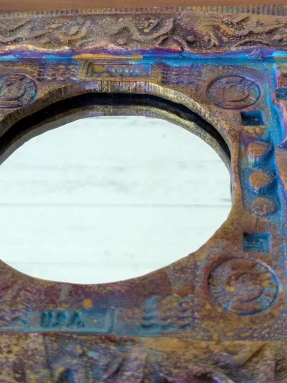 Iridescent Mexican Talavera Style Mirror | Folkart | Wall Art | 9 Inch